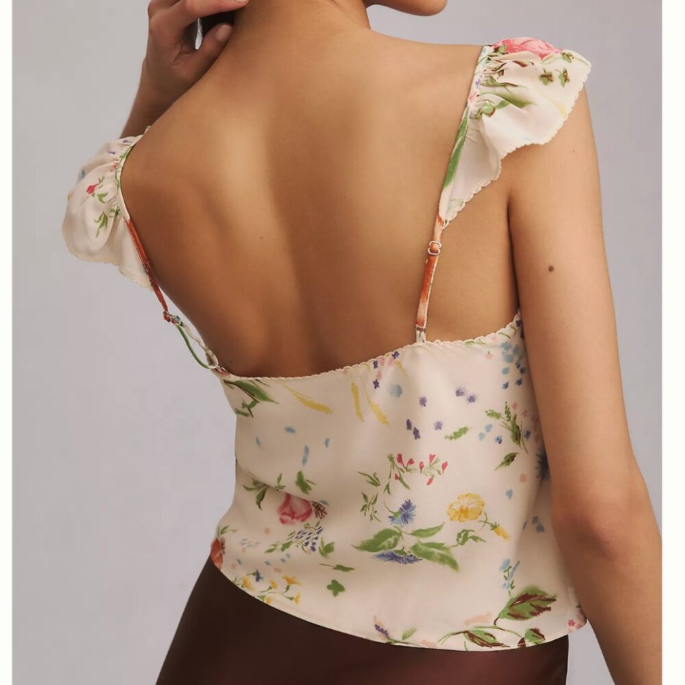 Reformation Belinda Top Sz2 Etude Ivory Floral Causal Vacation Party - Picture 4 of 10